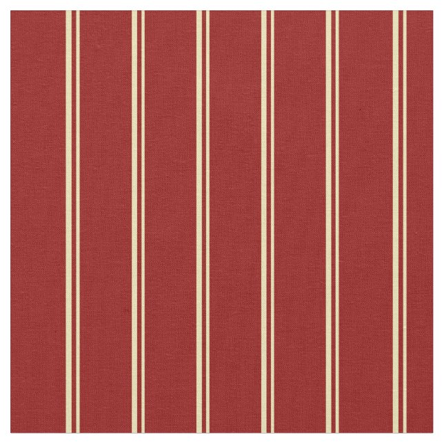 Tan and Dark Red Lines/Stripes Pattern Fabric (Close Up)