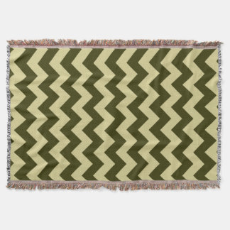 Tan and Green Chevron Zigzag Pattern Throw Blanket