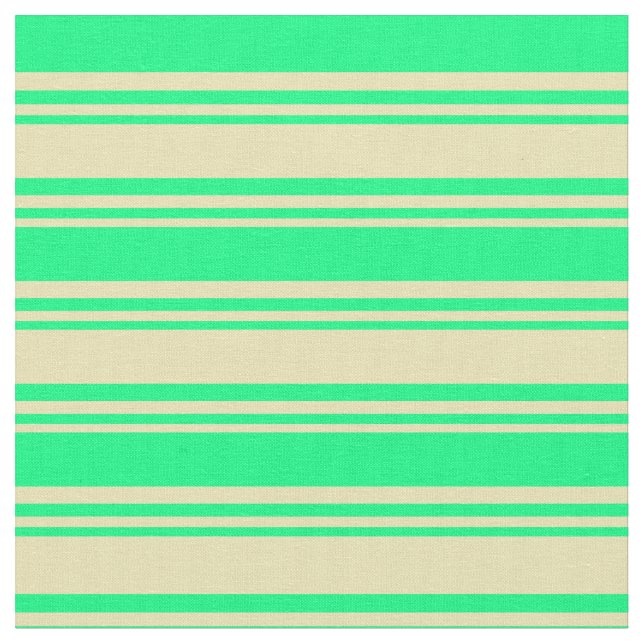 Tan and Green Coloured Pattern of Stripes Fabric (Close Up)