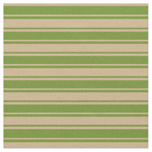 Tan and Green Coloured Stripes Pattern Fabric