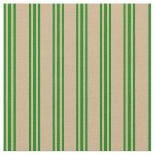 Tan and Green Lines Pattern Fabric