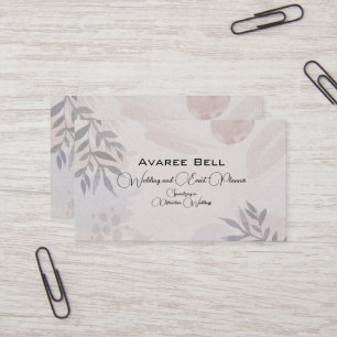 Tan and Grey Floral Wedding and Event Planner Business Card