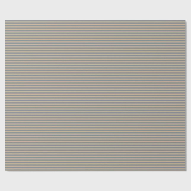 Tan and Light Slate Grey Stripes Pattern Wrapping Paper (Flat)