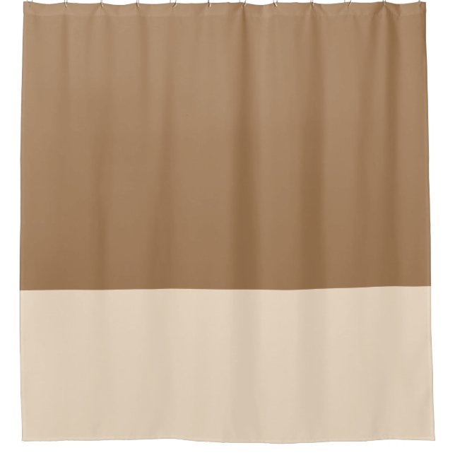Tan and putty two tone colour block shower curtain (Front)