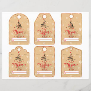 Tan and red contemporary cut out gift tag set