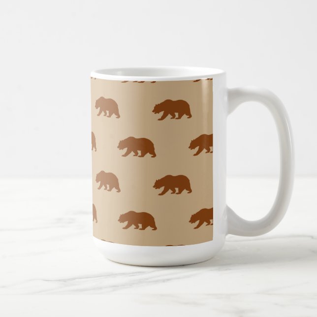 Tan and Saddle Brown Grizzly Bear Pattern Coffee Mug (Right)