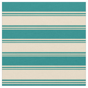 Tan and Teal Coloured Lines/Stripes Pattern Fabric