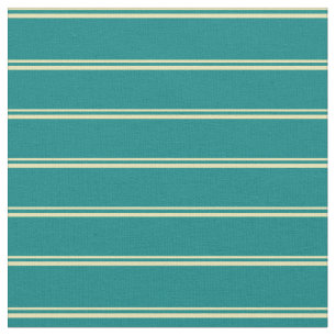 Tan and Teal Pattern of Stripes Fabric