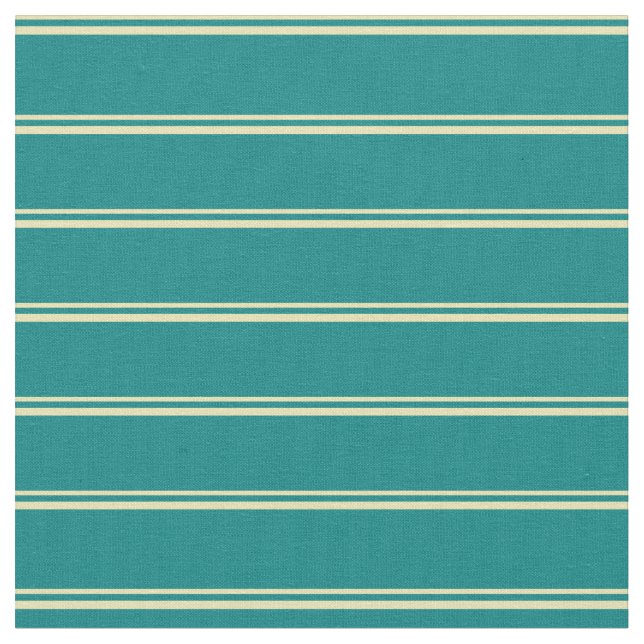 Tan and Teal Pattern of Stripes Fabric (Close Up)