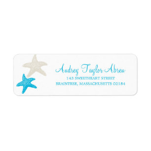 Tan and Teal Starfish   Return Address