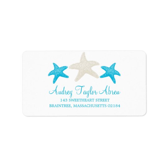 Tan and Teal Starfish | Return Address Address Label