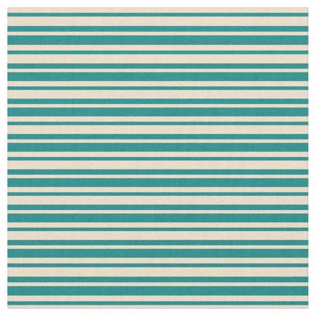 Tan and Teal Stripes Fabric (Close Up)