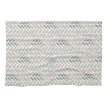Tan and Teal Wheat Pattern Tea Towel
