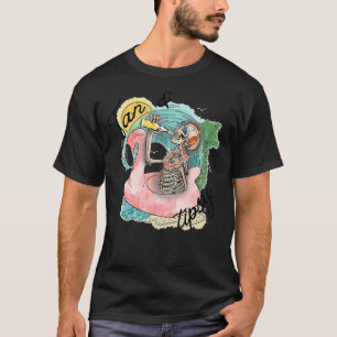 Tan And Tipsy Beach Skeleton Music Summer Vacation T-Shirt