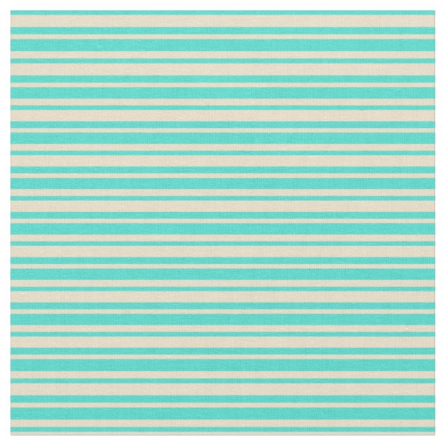 Tan and Turquoise Striped/Lined Pattern Fabric (Close Up)