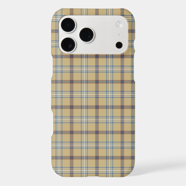Tan and Wedgewood Blue Plaid iPhone Slim Case (Back)