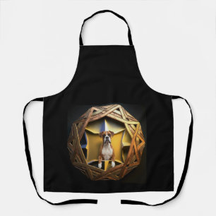 Tan And White Boxer Dog In A Futuristic Frame Apron