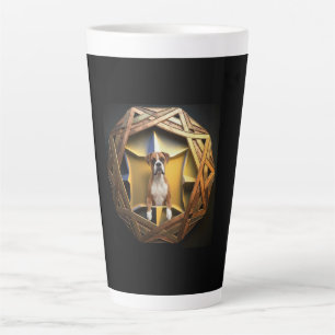 Tan And White Boxer Dog In A Futuristic Frame Latte Mug