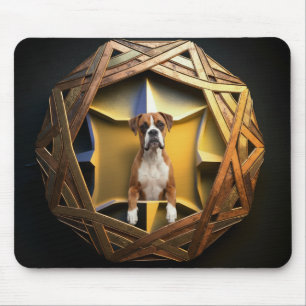 Tan And White Boxer Dog In A Futuristic Frame Mouse Mat
