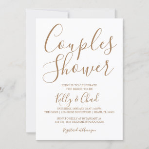Tan and White Couples Shower Invitation