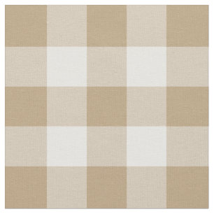 Tan and White Gingham Pattern Fabric