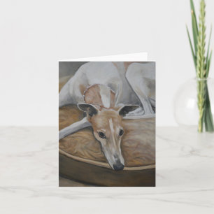 Tan and white Greyhound Dog Art Note Card