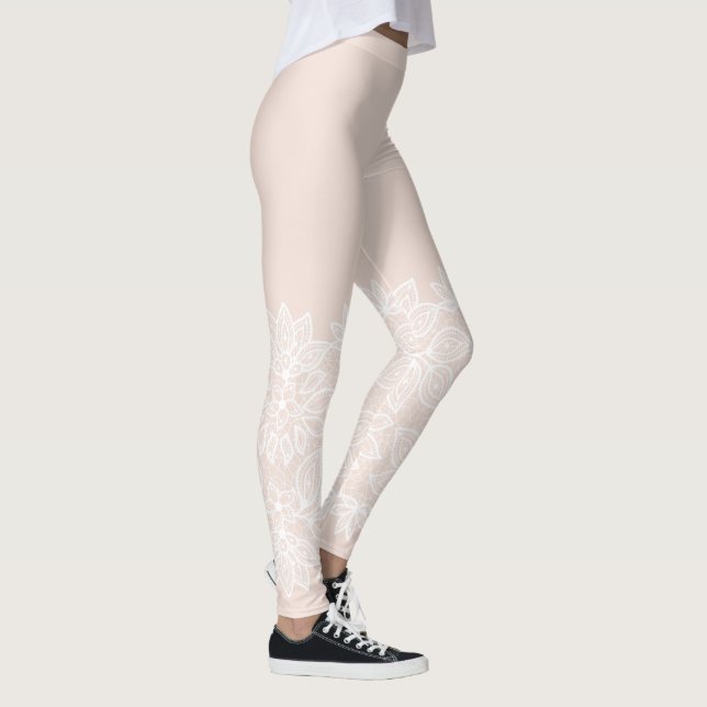Tan and White Lace Look Leggings (Right)