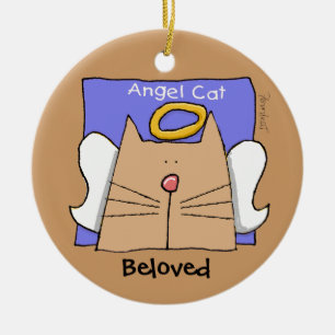 Tan Angel Cat Personalise Ceramic Tree Decoration