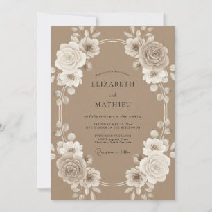 Tan Antique Country Wedding Invitation
