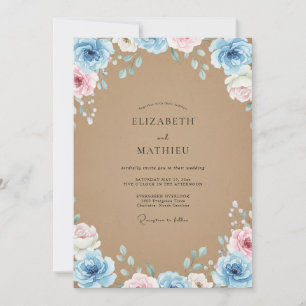 Tan Azure Petal Wedding Invitation