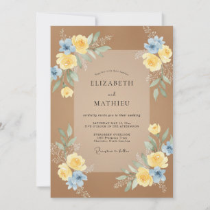 Tan Azure Ranunculus Eucalyptus Wedding Invitation