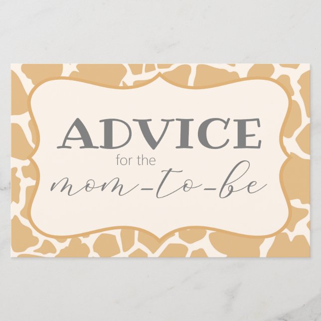 Tan Baby Boy Giraffe Advice Card (Front)