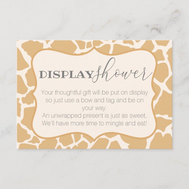 Tan Baby Boy Giraffe Display Shower Enclosure Card (Front)