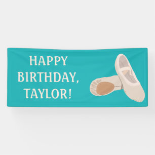 Tan Ballet Shoes on Teal Custom Message Banner