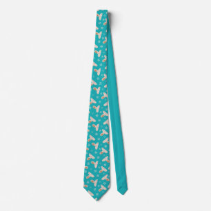 Tan Ballet Shoes on Teal, Turquoise Blue Patterned Tie