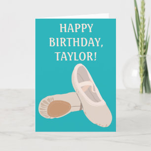 Tan Ballet Shoes Personalised Birthday Card