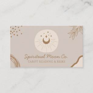 Tan Beige Earth Tone Moon Stars Spiritual Reiki Business Card