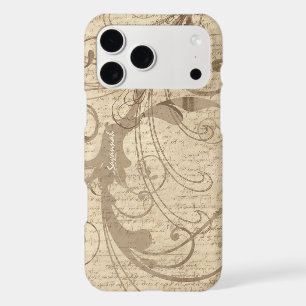 Tan Beige Earth Tones Vintage Writing Swirl iPhone