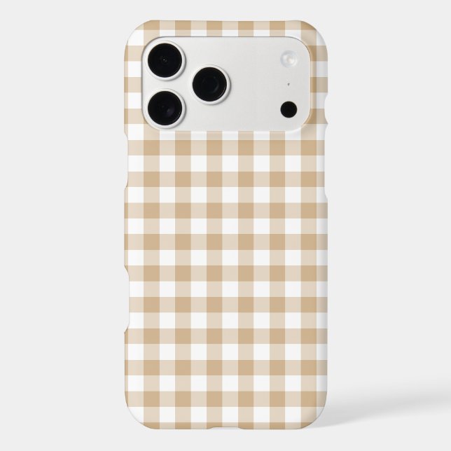 Tan Beige Plaid Gingham iPhone Case (Back)