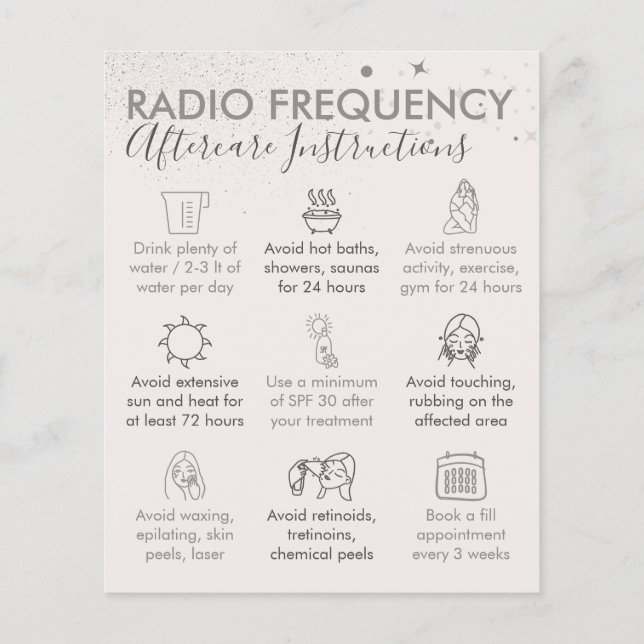 Tan Beige Radio Frequency Skin Aftercare Budget Flyer (Back)