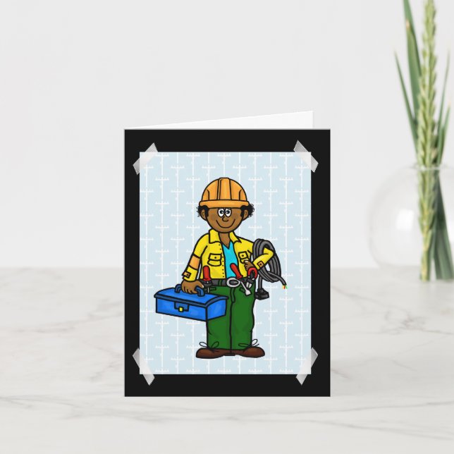 Tan, Black, African-American Lineman Greeting Card (Front)