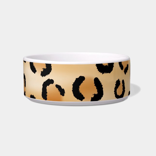Tan, Black and Brown Leopard Print Pattern. Bowl (Front)