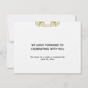 Tan black art deco wedding enclosure RSVP response