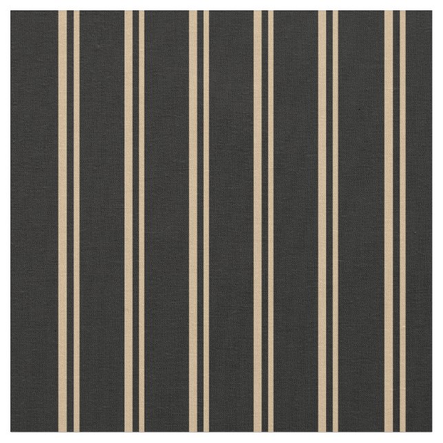 Tan & Black Coloured Lined Pattern Fabric (Close Up)