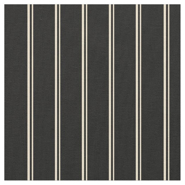 Tan & Black Coloured Striped/Lined Pattern Fabric (Close Up)