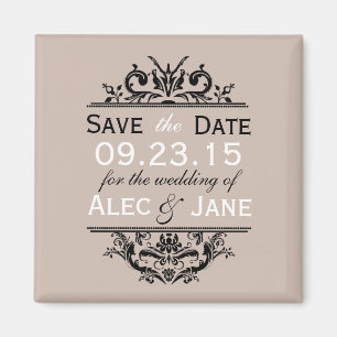 Tan & Black Crest Save the Date Magnet