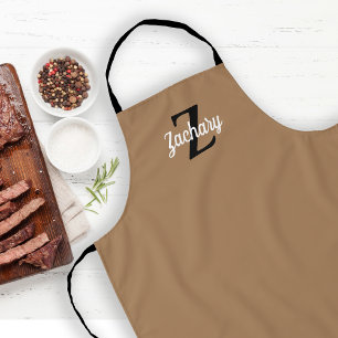 Tan Black Monogram Personalised Apron