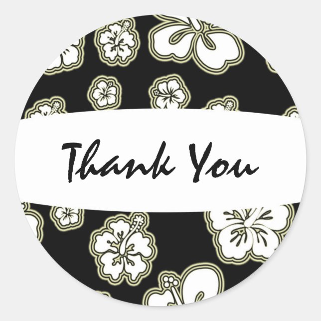 Tan & Black White Elegant Hibiscus Floral Sticker (Front)