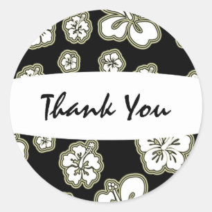 Tan & Black White Elegant Hibiscus Floral Sticker