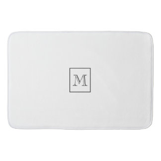 Tan & Blue Geometric Shapes | Monogram Bath Mat